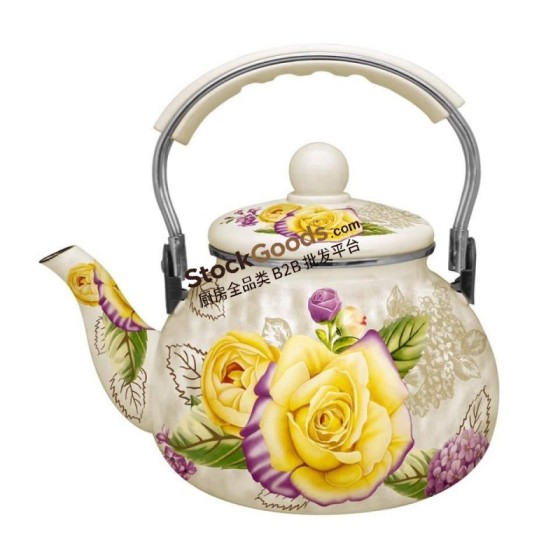 2.5L Enamel Kettle Turkish Teapot, Full Floral Decal